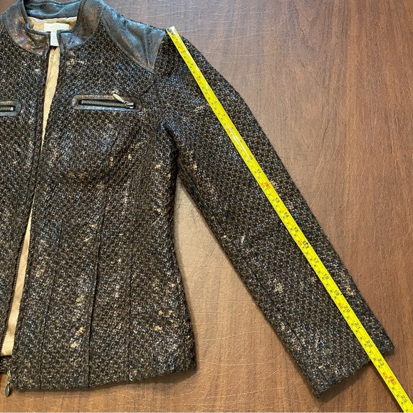 Chico’s Women’s Brown Metallic Tweed Zip Front Lined Jacket Blazer Size 0 S/4 - Picture 14 of 15